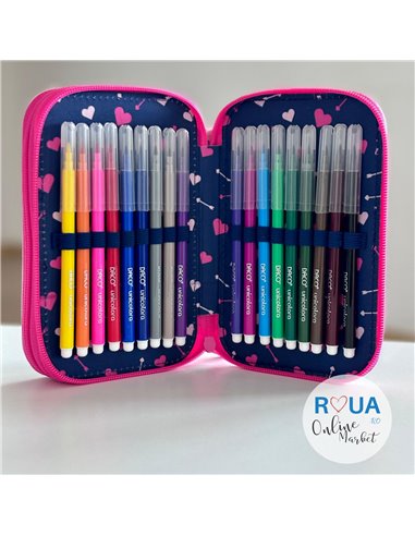Penar echipat cu 2 fermoare PE262E Daco, Inimioare
