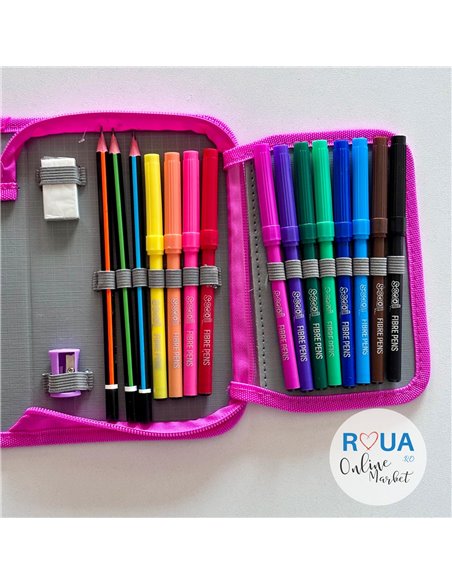 Penar echipat S-COOL SC2433, 1 fermoar, 32 piese, Curcubeu