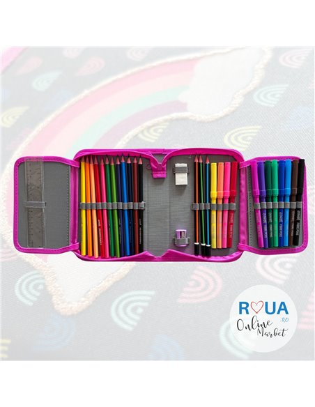 Penar echipat S-COOL SC2433, 1 fermoar, 32 piese, Curcubeu