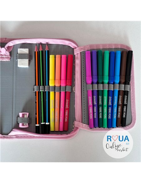 Penar echipat S-COOL SC2437, 1 fermoar, 32 piese, Fluturi