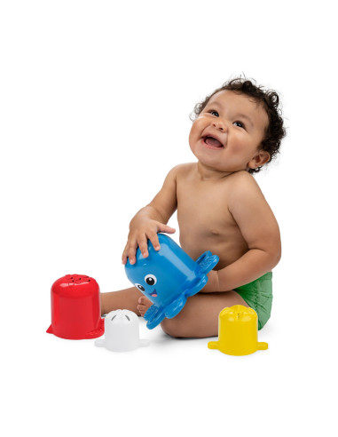 BB-13145,Baby Einstein - Set de pahare senzoriale pentru stivuire si scurgere, "Ocean Explorers Opuss"