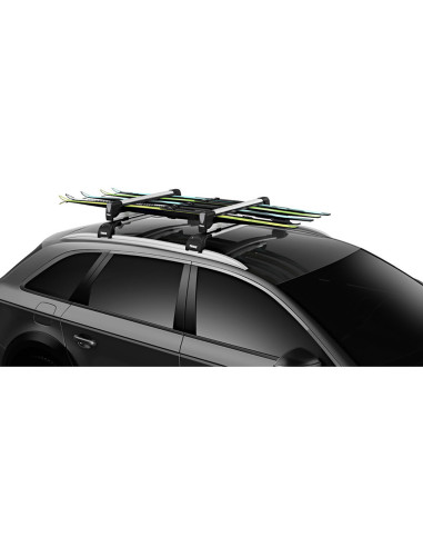 TA732500,Suport 5 perechi schiuri Thule SnowPack Extender 7325 Argintiu cu prindere pe bare transversale aluminiu cu profil T