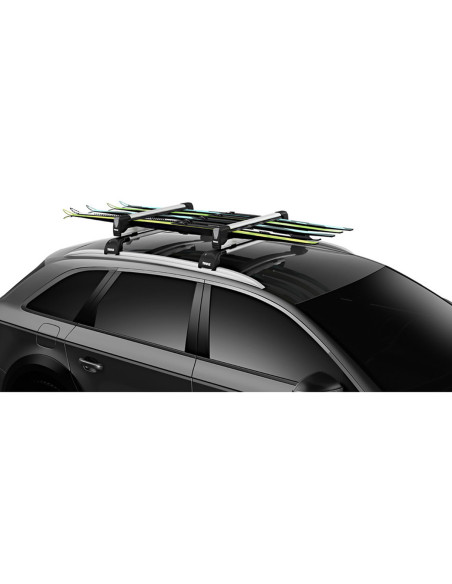TA732500,Suport 5 perechi schiuri Thule SnowPack Extender 7325 Argintiu cu prindere pe bare transversale aluminiu cu profil T