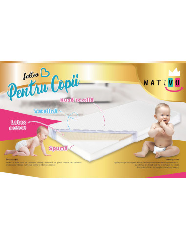 NAT-D/LP-030,Saltea de spuma-latex 120x60x9 cm Nativo Dreams