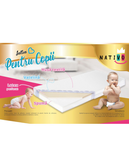 NAT-D/LP-030,Saltea de spuma-latex 120x60x9 cm Nativo Dreams