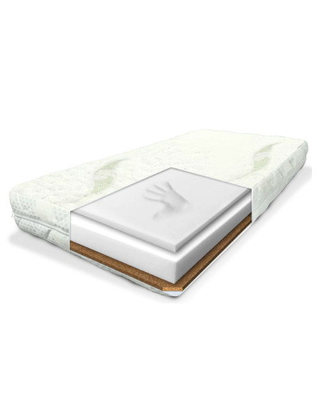 NAT-D/VPK-VK60,Saltea cocos-spuma-spuma cu memorie 120x60x10 cm Nativo Dreams Aloe Vera