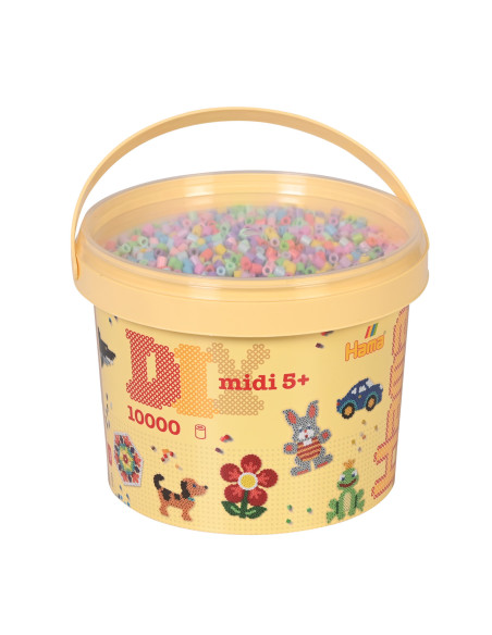 Ha180-50,Galeata cu 10000 margele de calcat Hama midi mix de 10 culori pastel (mix-50)