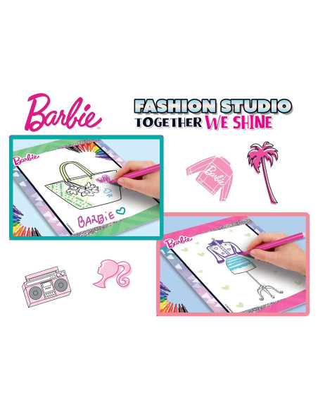 L12808,Set de colorat cu activitati Barbie - Fashion Studio
