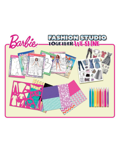 L12808,Set de colorat cu activitati Barbie - Fashion Studio