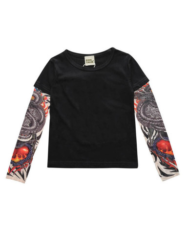 UP-trtatuaj12,Tricou copii negru cu tatuaj Drool (Marime: 90, Model: Model A)