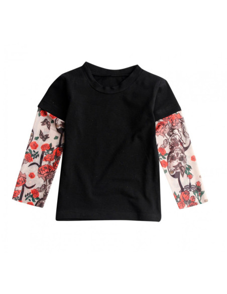 UP-trtatuaj12,Tricou copii negru cu tatuaj Drool (Marime: 90, Model: Model A)