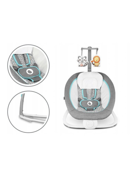 BN-LO-PASCAL_GREY_SCANDI,Fotoliu balansoar, Lionelo, Cu vibratii, Pascal Scandi, Cu 12 melodii linistitoare, Pliabil, 80x49 cm, 