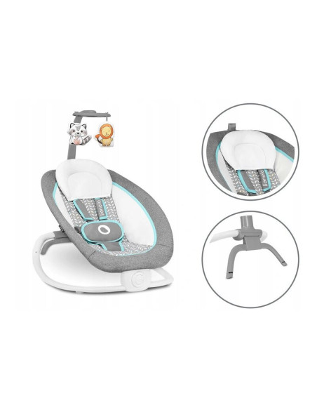 BN-LO-PASCAL_GREY_SCANDI,Fotoliu balansoar, Lionelo, Cu vibratii, Pascal Scandi, Cu 12 melodii linistitoare, Pliabil, 80x49 cm, 