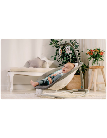 BN-LO-PASCAL_GREY_SCANDI,Fotoliu balansoar, Lionelo, Cu vibratii, Pascal Scandi, Cu 12 melodii linistitoare, Pliabil, 80x49 cm, 