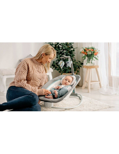 BN-LO-PASCAL_GREY_SCANDI,Fotoliu balansoar, Lionelo, Cu vibratii, Pascal Scandi, Cu 12 melodii linistitoare, Pliabil, 80x49 cm, 