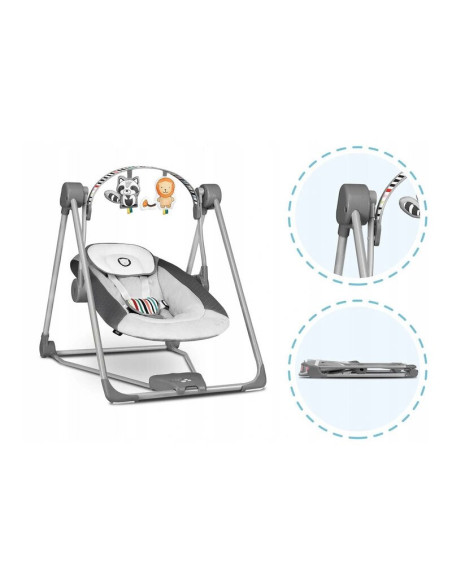 BN-LO-OTTO_COZY_GREY,Fotoliu balansoar, Lionelo, Otto Cozy, Cu melodii, Cu 5 viteze de balansare, Cu temporizator, 57x55 cm, Gri