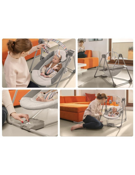 BN-LO-OTTO_COZY_GREY,Fotoliu balansoar, Lionelo, Otto Cozy, Cu melodii, Cu 5 viteze de balansare, Cu temporizator, 57x55 cm, Gri