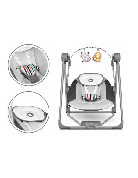 BN-LO-OTTO_COZY_GREY,Fotoliu balansoar, Lionelo, Otto Cozy, Cu melodii, Cu 5 viteze de balansare, Cu temporizator, 57x55 cm, Gri