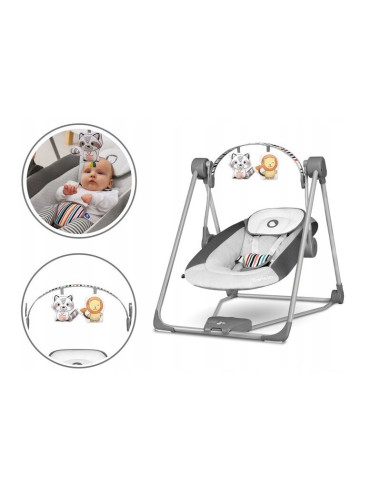 BN-LO-OTTO_COZY_GREY,Fotoliu balansoar, Lionelo, Otto Cozy, Cu melodii, Cu 5 viteze de balansare, Cu temporizator, 57x55 cm, Gri