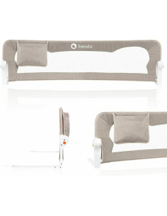 BN-LO-EVA_BEIGE_MELANGE,Protectie laterala pat, Lionelo, Eva, Cu buzunar accesorii, 150x35 cm, Conform cu standardul european de 2