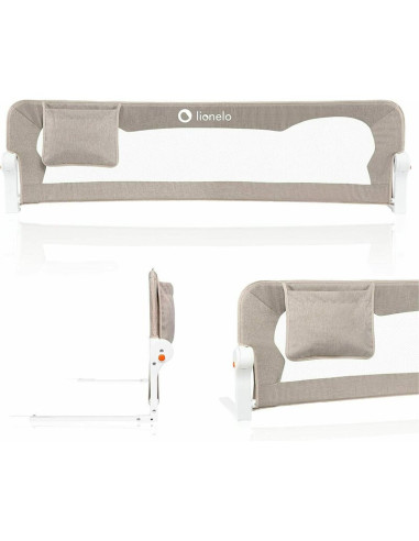 BN-LO-EVA_BEIGE_MELANGE,Protectie laterala pat, Lionelo, Eva, Cu buzunar accesorii, 150x35 cm, Conform cu standardul european de