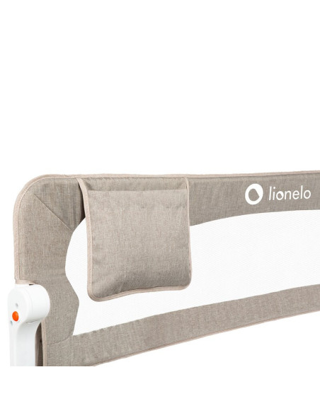 BN-LO-EVA_BEIGE_MELANGE,Protectie laterala pat, Lionelo, Eva, Cu buzunar accesorii, 150x35 cm, Conform cu standardul european de