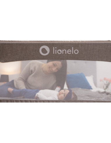 BN-LO-EVA_BEIGE_MELANGE,Protectie laterala pat, Lionelo, Eva, Cu buzunar accesorii, 150x35 cm, Conform cu standardul european de