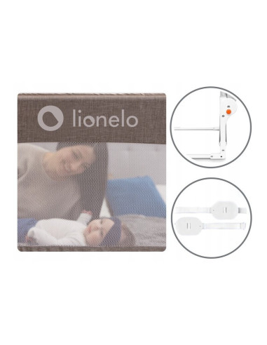 BN-LO-EVA_BEIGE_MELANGE,Protectie laterala pat, Lionelo, Eva, Cu buzunar accesorii, 150x35 cm, Conform cu standardul european de