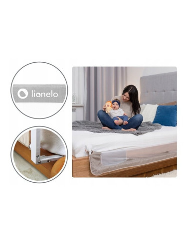 BN-LO-EVA_BEIGE_MELANGE,Protectie laterala pat, Lionelo, Eva, Cu buzunar accesorii, 150x35 cm, Conform cu standardul european de