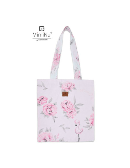 BN-6426972010009,Sacosa textila, MimiNu, Maxi, Pentru mamici, 38x40 cm, Din bumbac certificat Oeko Tex Standard 100, Peonie Pink