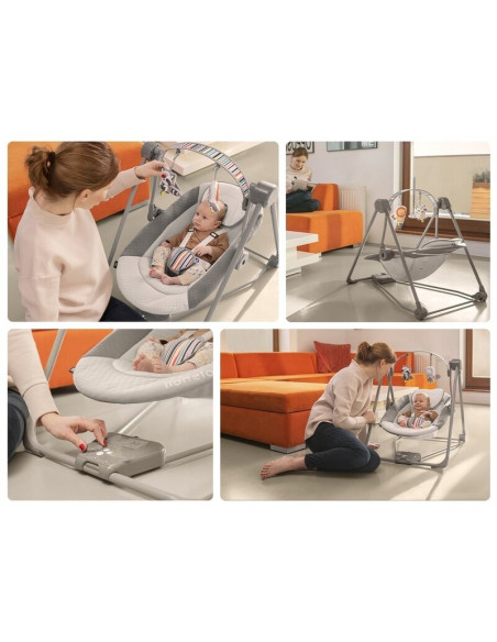 BN-LO-OTTO_PINK_BABY,Fotoliu balansoar, Lionelo, Otto Cozy, Cu melodii, Cu 5 viteze de balansare, Cu temporizator, 57x55 cm, Roz