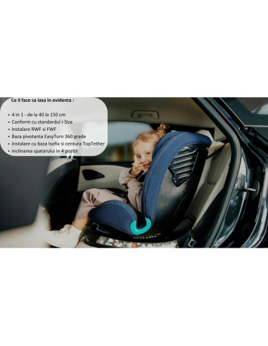 BN-LO-BASTIAAN_ONE_I-SIZE_BLUE_NAVY,Scaun auto, Lionelo, Bastiaan One i-Size, 4 in 1, Protectie laterala, Cu spatar inclinabil i