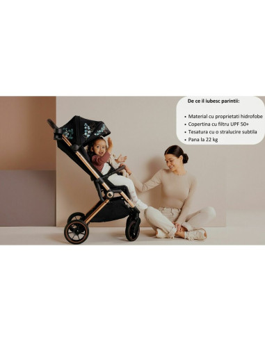 BN-LO-CLOE_BLACK_ONYX,Carucior sport, Lionelo, Cloe, Cu accesorii, Cadru din aluminiu, Pana la 22 kg, Usor, Pliere compacta pent BN-LO-CLOE_BLACK_ONYX,Carucior sport, Lionelo, Cloe, Cu accesorii, Cadru din aluminiu, Pana la 22 kg, Usor, Pliere compacta pent