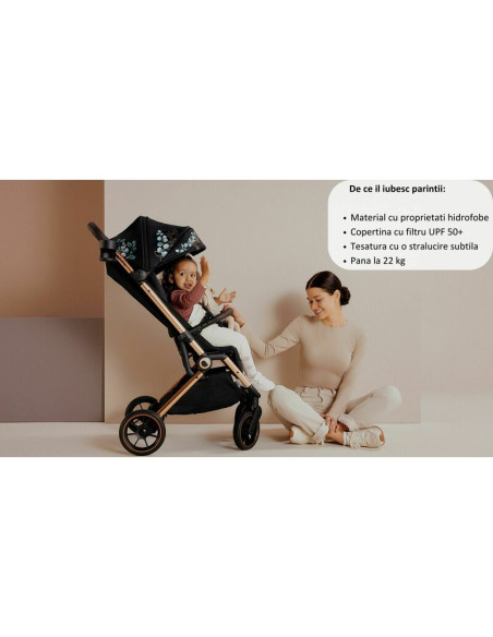 BN-LO-CLOE_BLACK_ONYX,Carucior sport, Lionelo, Cloe, Cu accesorii, Cadru din aluminiu, Pana la 22 kg, Usor, Pliere compacta pent BN-LO-CLOE_BLACK_ONYX,Carucior sport, Lionelo, Cloe, Cu accesorii, Cadru din aluminiu, Pana la 22 kg, Usor, Pliere compacta pent