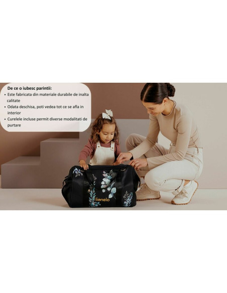 BN-LO-IDA_GOLDEN_MOMENTS,Geanta pentru mamici, Lionelo, Ida, Golden Moments, Editie limitata, Cu multiple compartimente, Negru