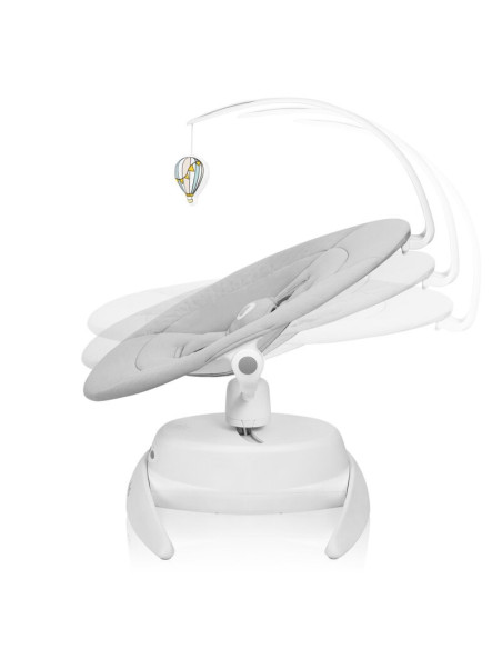 BN-LO-IRIS_GREY_CONCRETE,Balansoar, Lionelo, Iris, 2 in 1, Rotire 360 grade, Electric, Cu 3 moduri de leganare, Cu 5 trepte de v