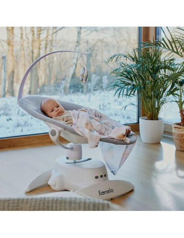 BN-LO-IRIS_GREY_CONCRETE,Balansoar, Lionelo, Iris, 2 in 1, Rotire 360 grade, Electric, Cu 3 moduri de leganare, Cu 5 trepte de v