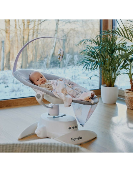 BN-LO-IRIS_GREY_CONCRETE,Balansoar, Lionelo, Iris, 2 in 1, Rotire 360 grade, Electric, Cu 3 moduri de leganare, Cu 5 trepte de v