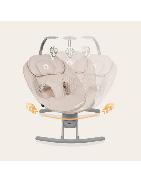 BN-LO-RIO_BEIGE_LATTE,Leagan, Lionelo, Rio, Electric, Cu 3 viteze de leganare, Cu 8 melodii, Cu telecomanda, Cu husa detasabila,