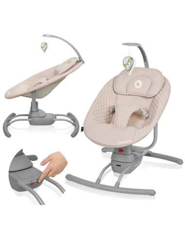 BN-LO-RIO_BEIGE_LATTE,Leagan, Lionelo, Rio, Electric, Cu 3 viteze de leganare, Cu 8 melodii, Cu telecomanda, Cu husa detasabila,