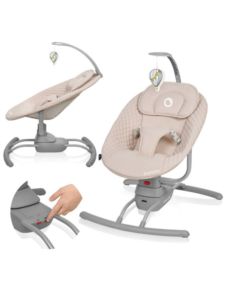 BN-LO-RIO_BEIGE_LATTE,Leagan, Lionelo, Rio, Electric, Cu 3 viteze de leganare, Cu 8 melodii, Cu telecomanda, Cu husa detasabila,