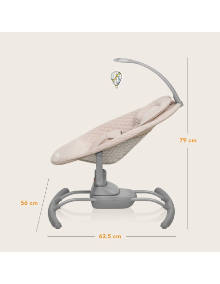 BN-LO-RIO_BEIGE_LATTE,Leagan, Lionelo, Rio, Electric, Cu 3 viteze de leganare, Cu 8 melodii, Cu telecomanda, Cu husa detasabila,