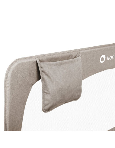 BN-LO-HANNA_BEIGE_MELANGE,Protectie laterala pat, Lionelo, Hanna, Cu buzunar accesorii, 150x66 cm, Conform cu standardul europea
