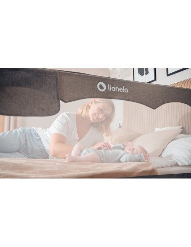 BN-LO-HANNA_BEIGE_MELANGE,Protectie laterala pat, Lionelo, Hanna, Cu buzunar accesorii, 150x66 cm, Conform cu standardul europea