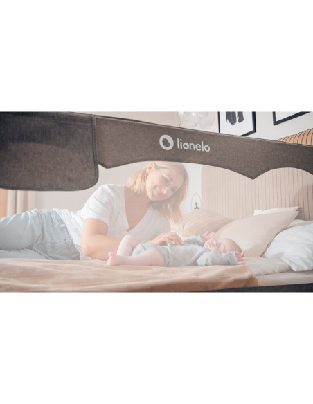 BN-LO-HANNA_BEIGE_MELANGE,Protectie laterala pat, Lionelo, Hanna, Cu buzunar accesorii, 150x66 cm, Conform cu standardul europea