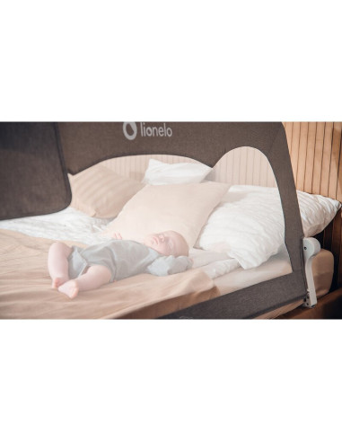 BN-LO-HANNA_BEIGE_MELANGE,Protectie laterala pat, Lionelo, Hanna, Cu buzunar accesorii, 150x66 cm, Conform cu standardul europea