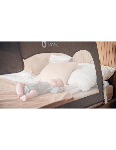 BN-LO-HANNA_BEIGE_MELANGE,Protectie laterala pat, Lionelo, Hanna, Cu buzunar accesorii, 150x66 cm, Conform cu standardul europea