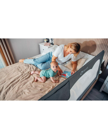 BN-LO-HANNA_BEIGE_MELANGE,Protectie laterala pat, Lionelo, Hanna, Cu buzunar accesorii, 150x66 cm, Conform cu standardul europea