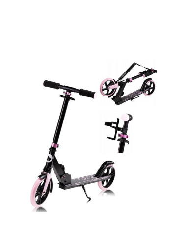 BN-LO-LUCA_BLACK_CARBON_PINK,Trotineta, Lionelo, Luca, Pentru copii sau adulti, Ultrapliabila, Pana la 100 Kg, Conform cu standa