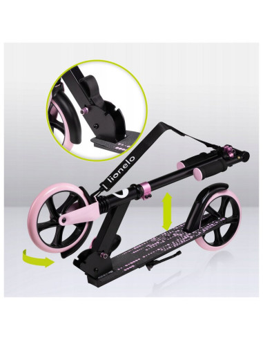 BN-LO-LUCA_BLACK_CARBON_PINK,Trotineta, Lionelo, Luca, Pentru copii sau adulti, Ultrapliabila, Pana la 100 Kg, Conform cu standa